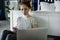 Woman focused on work on computer