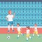 Woman football coach flat color vector illustration