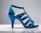 woman footwear, high heel blue shoe, generative ai illustration, fashion design