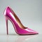 woman footwear, high heel pink pump with decorations, generative ai illustration