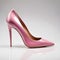 woman footwear, high heel pink pump with decorations, generative ai illustration