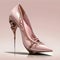 woman footwear, high heel pink pump with decorations, generative ai illustration