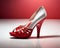 woman footwear, high heel red shoe, generative ai illustration, fashion design