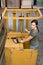 Woman on forklift truck