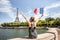 Woman with french flag in Paris