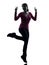 Woman full length peace gesture silhouette