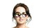 Woman in funny round holographic glasses.