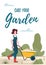 Woman gardening. Girl with a Wheelbarrow, garden cart.