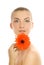 Woman with gerbera flower