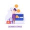 Woman gets refund on credit card. Cashback service and online money refund. Concept of transfer money, e-commerce, saving account