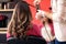 Woman getting her hair done in the beauty salon