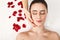 Woman getting professional facial massage at spa