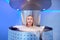 Woman getting whole body cryotherapy