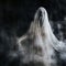 a woman in a ghostly white dress is standing in the smoke