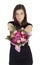 Woman giving bouquet