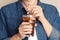 Woman with glass of tasty refreshing cola