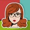 Woman glasses smart pop art comic