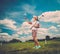 Woman on a golf field