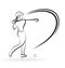 Woman golf player logo