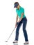 Woman golfer golfing isolated