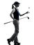 Woman golfer golfing silhouette