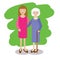 Woman and gray-haired, old wpman vector illustration. Grand mother family theme