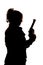 Woman with gun up silhouette