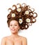 Woman Hair Flowers, Fashion Curly Hairstyle, White Color Daisies