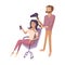 Woman in hairdressing salon cartoon illustration