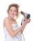 Woman with hairdryer