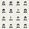 Woman hairstyle black white icons set