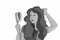 Woman half body combing unhealthy hair illustraion dryer or blow dryer illustration