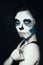 Woman with Halloween Makeup. Sugar skull Beautiful Model