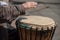 woman hand on african drums in outdoor