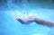 Woman hand and blue water. Cool water swimming pool digital illustration. Fresh water current