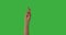 Woman hand with fingers crossed over green screen