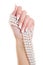 Woman hand with french manicure and perl