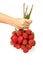 Woman hand give a bunch of Lychee fruits