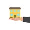 Woman hand holding house. Realtor, mortgage, home sale concept.