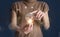 Woman hand holding light bulbs with brain inside. Creative and innovation inspiration. Business Bright idea concept