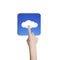 Woman hand index finger touching cloud icon button