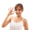 Woman hand posing ok hand sign