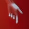 Woman hand showing direction down by finger in red blood water, cover for art in horror genre, detective novel, creative idea