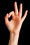 Woman hand showing mudra gesture or holding something.