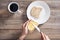 Woman hand spreading butter on sliced bread