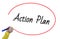 Woman hand writing action plan with marker
