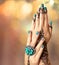 Woman Hands with black mehndi tattoo