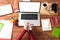 Woman hands crumpling paper ball at desk