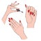 Woman hands with elegant manicure and polished nails.Nails art salon
