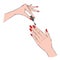 Woman hands with elegant manicure and polished nails.Nails art salon